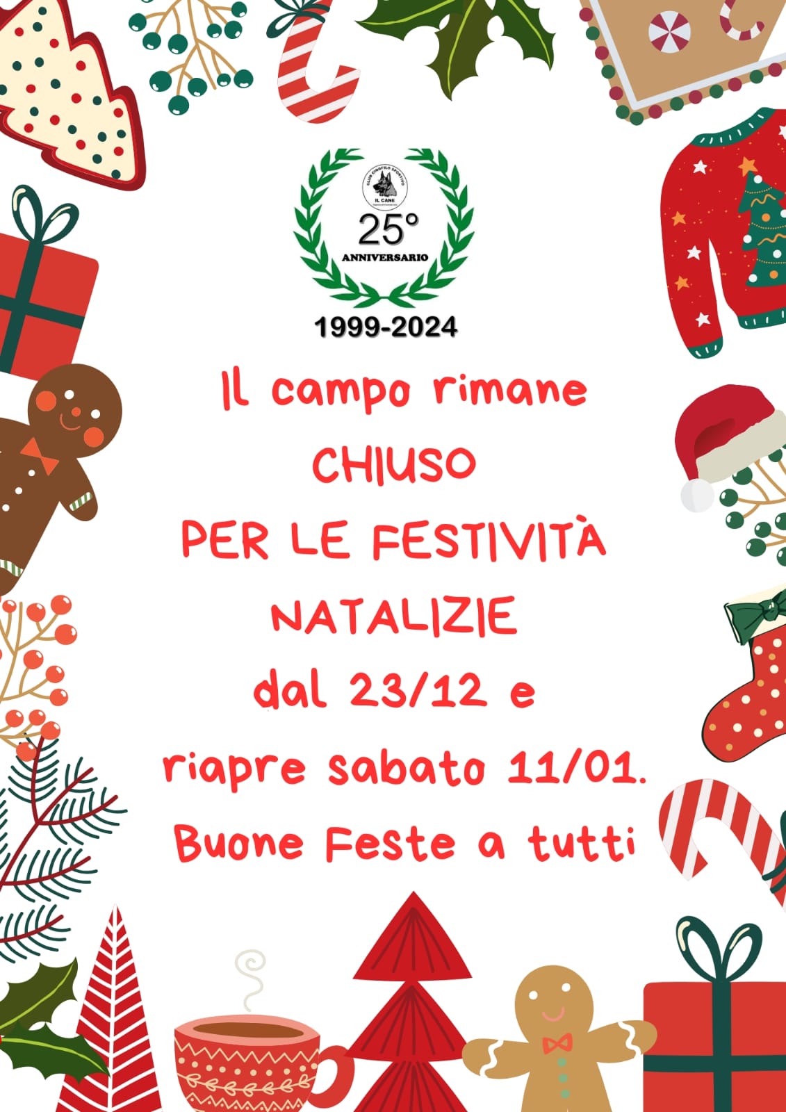 CHIUSURA CAMPO E FESTIVITÁ NATALIZIE